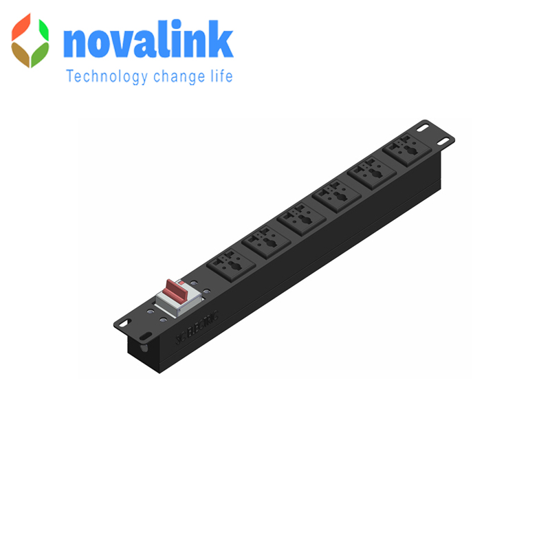Thanh nguồn PDU 6 ổ cắm 3 chấu đa năng Novalink mã NV-66201A